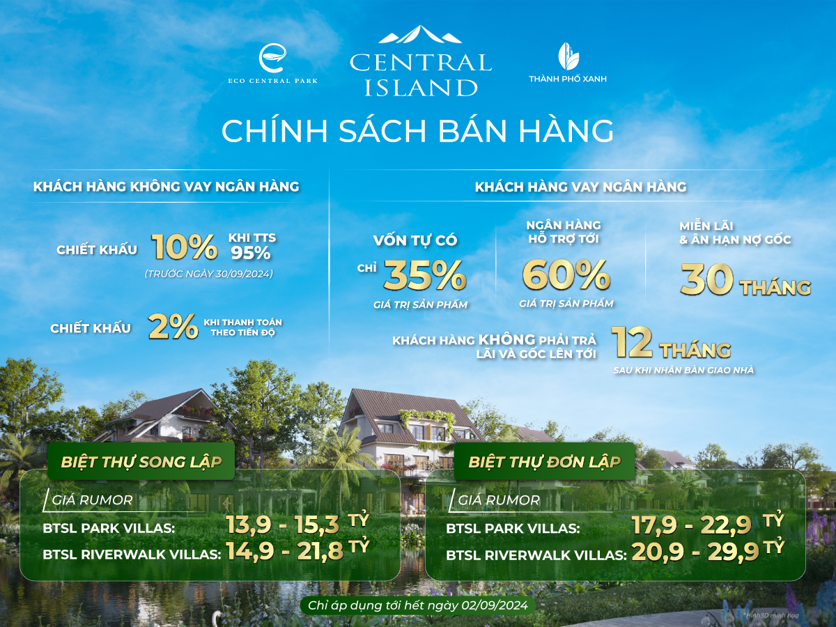 Chính sách bán hàng biệt thự đảo Central Island – giải quyết bài toán tài chính, dẫn lối cho nhà đầu tư